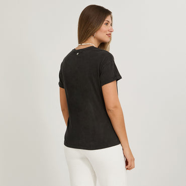 Polera Manga Corta Acid Wash Gris