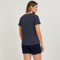 Polera Manga Corta Acid Wash Azul