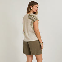 Polera Manga Corta Estampada Verde