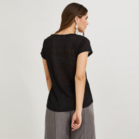 Polera con Técnica Deboré Estampada Negro