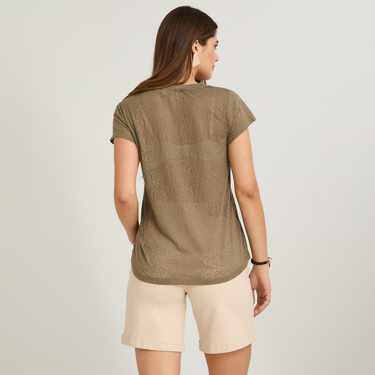 Polera con Técnica Deboré Estampada Verde