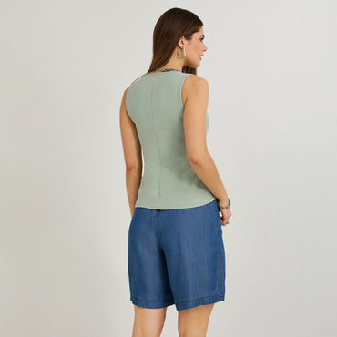 Polera Básica sin Mangas Verde