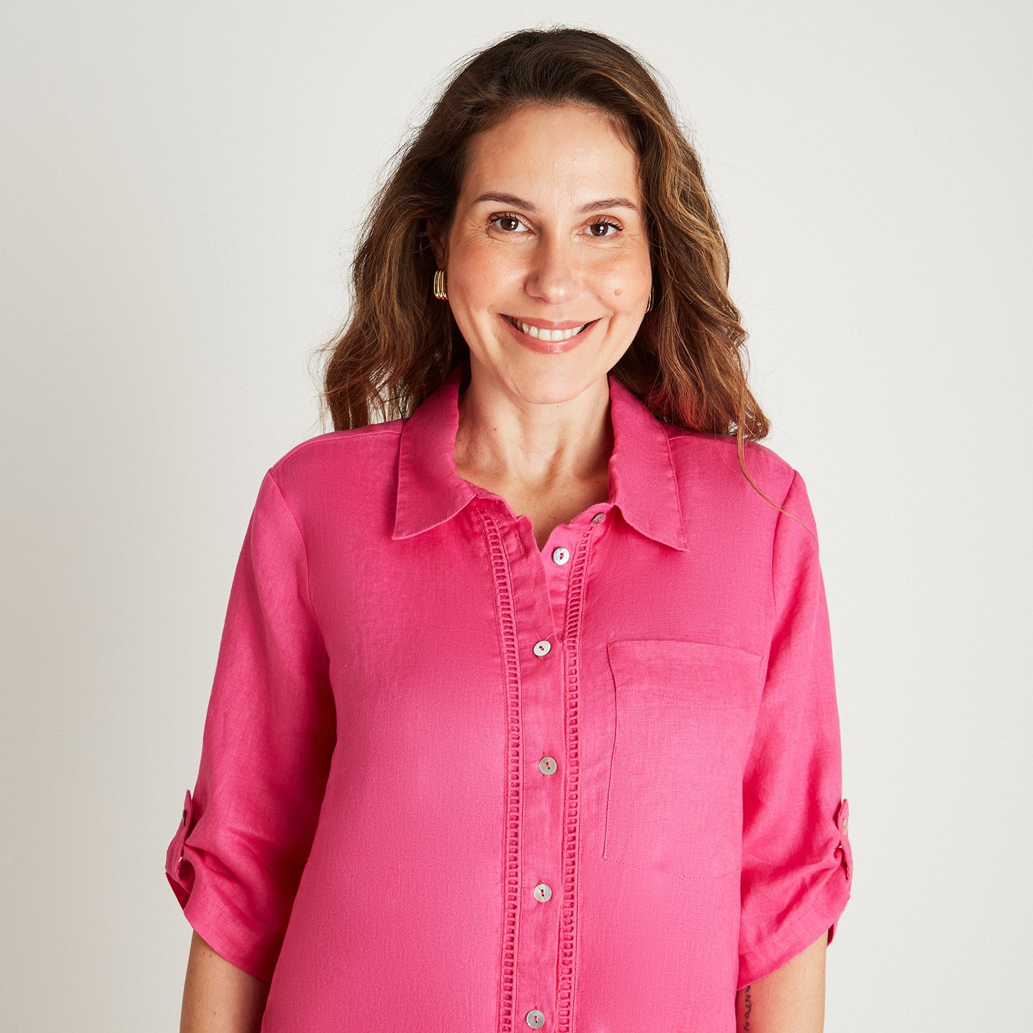 Tapado Fucsia Manga Codo Cuello Camisero Lorenzo di Pontti