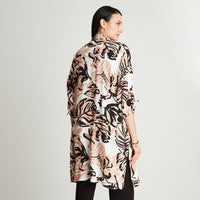 Tapado Beige Manga 3/4 Estampado