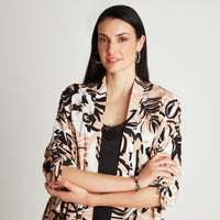 Tapado Beige Manga 3/4 Estampado