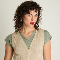 Tapado Sin Mangas De Lanilla Beige Curvi