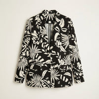Tapado Negro Estampado Tropical en plano