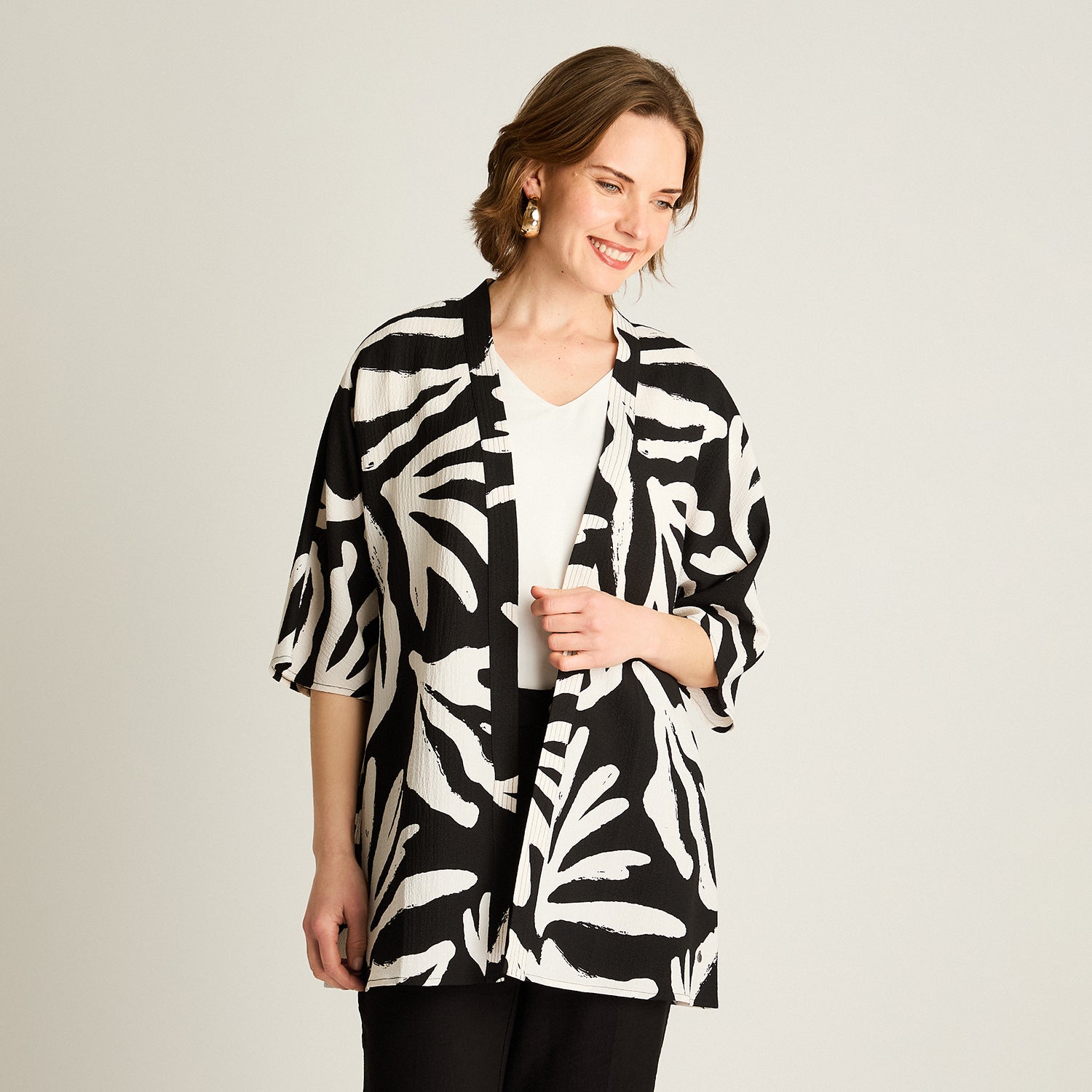 Tapado Crudo Estampado Tropical Manga 3/4