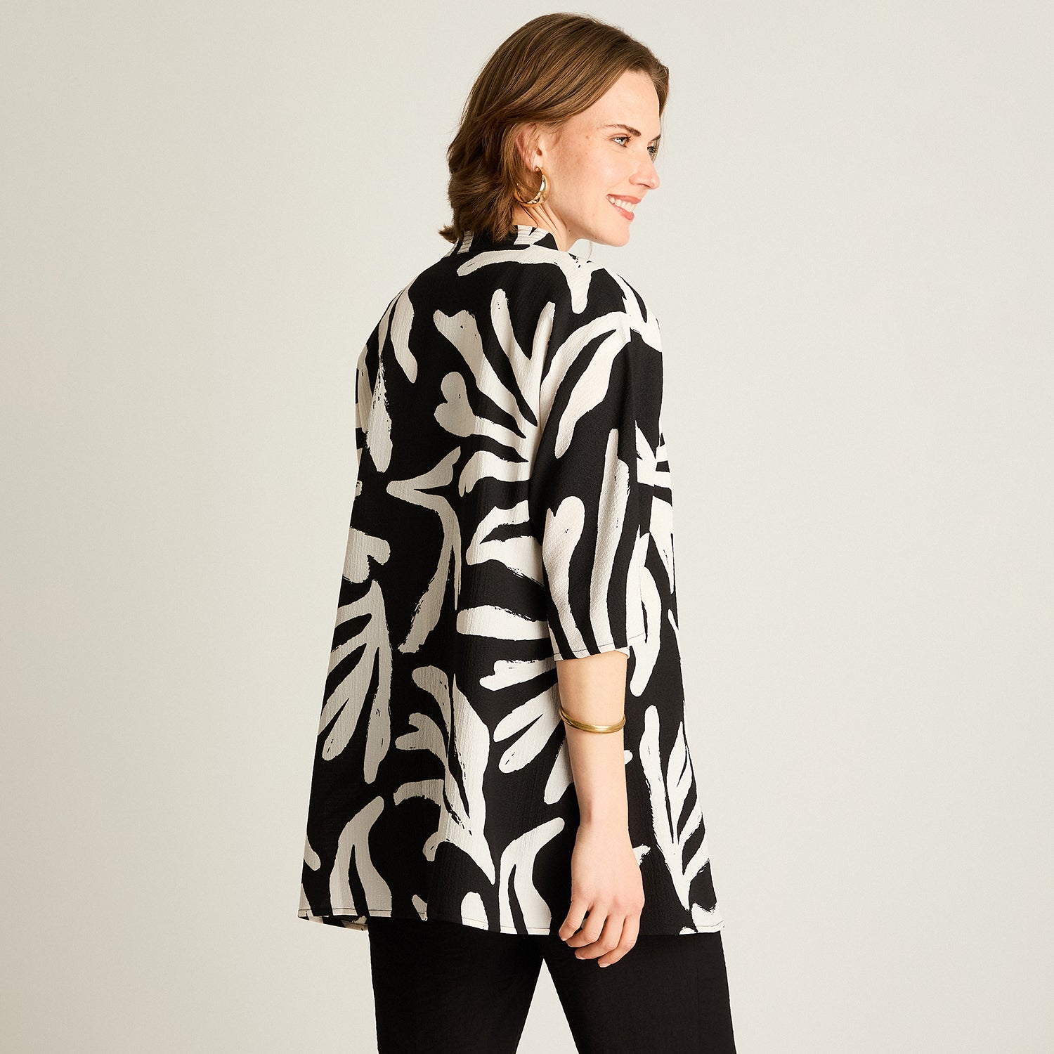 Tapado Crudo Estampado Tropical Manga 3/4