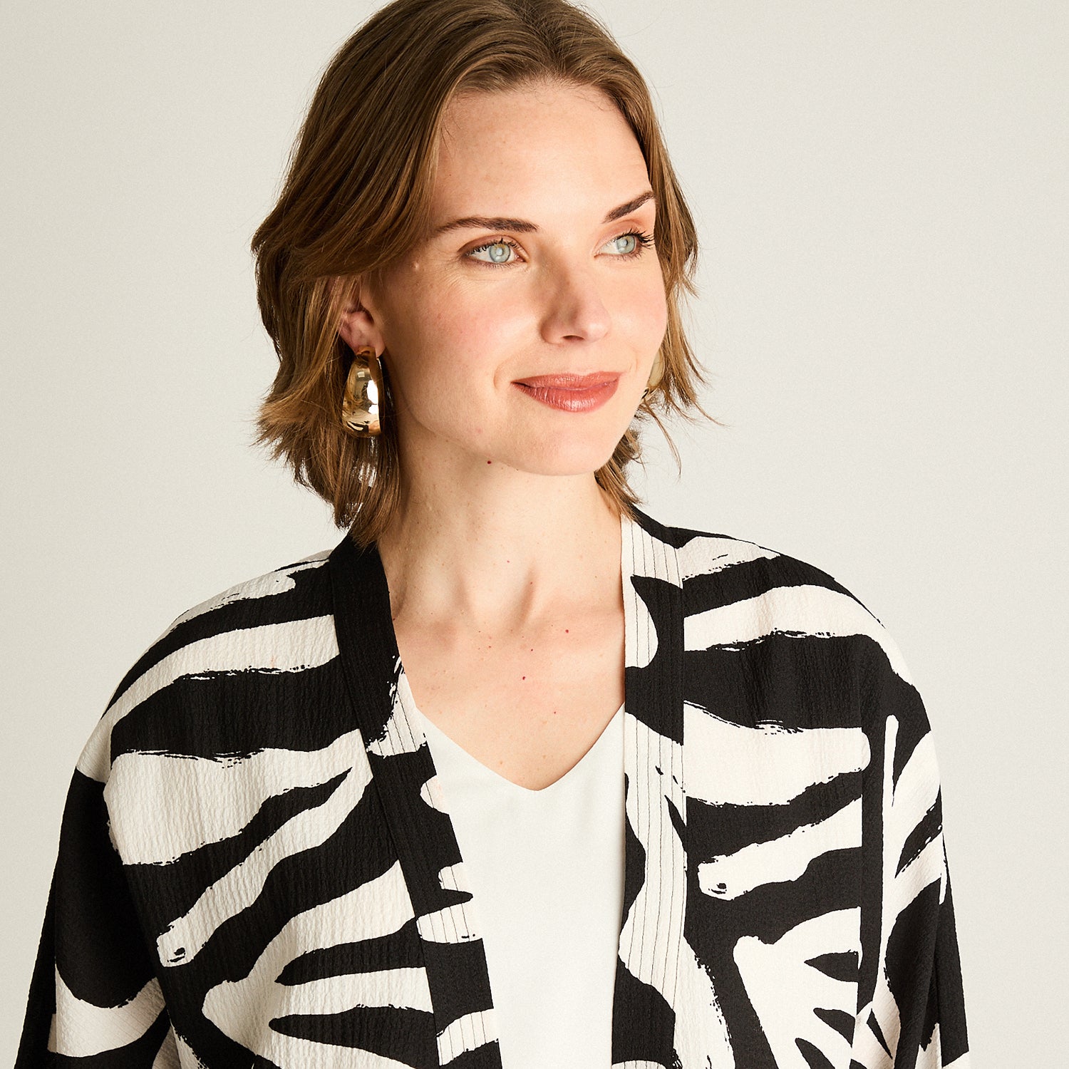 Tapado Crudo Estampado Tropical Manga 3/4