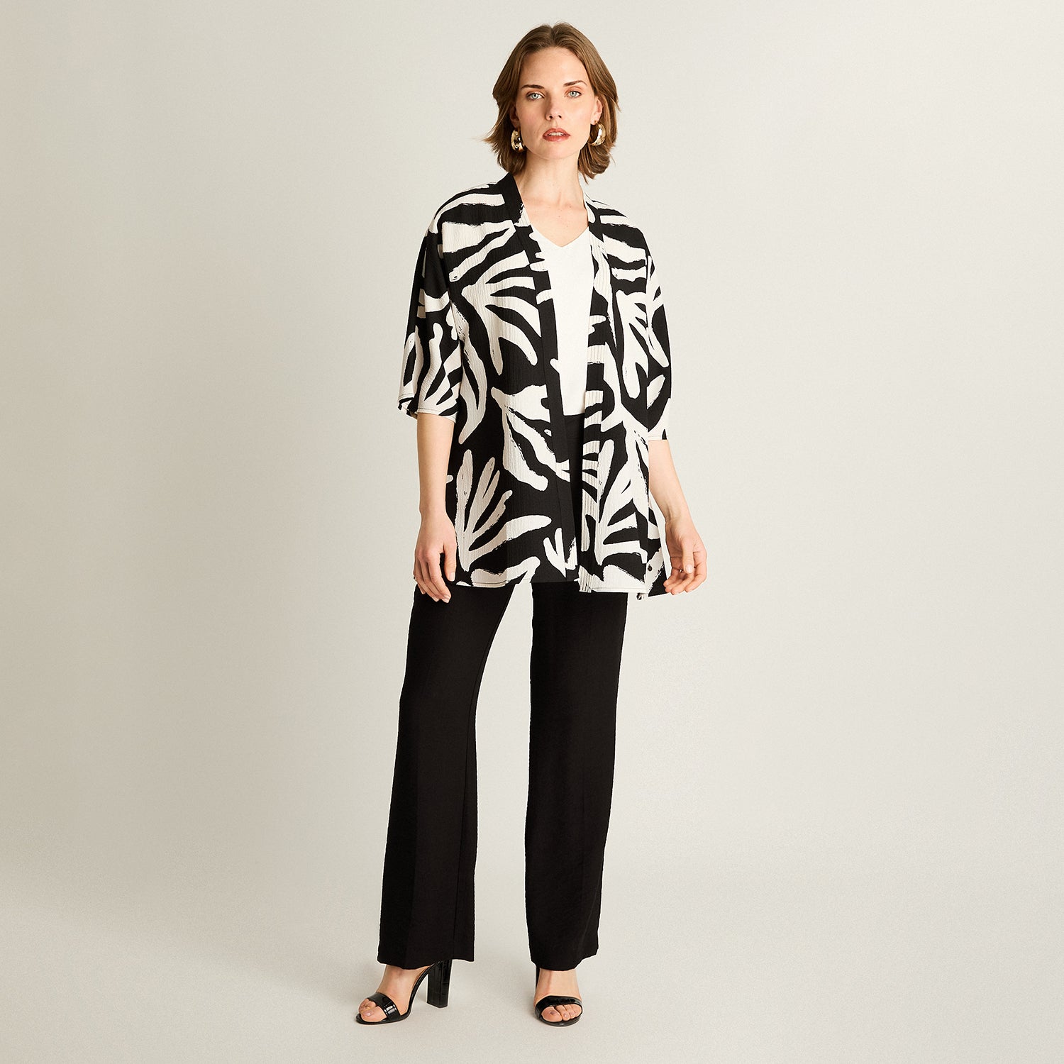 Tapado Crudo Estampado Tropical Manga 3/4