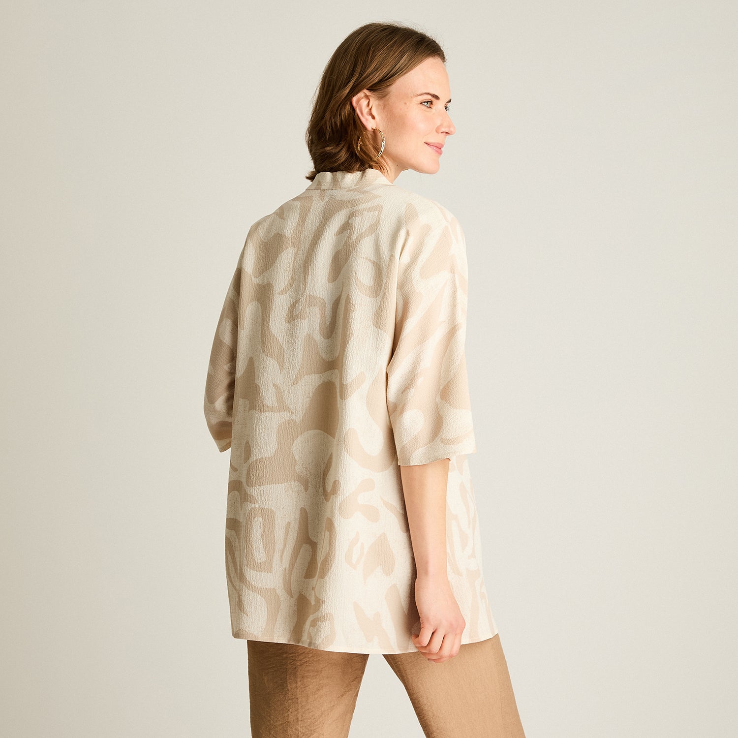 Tapado Beige Holgado Estilo Kimono