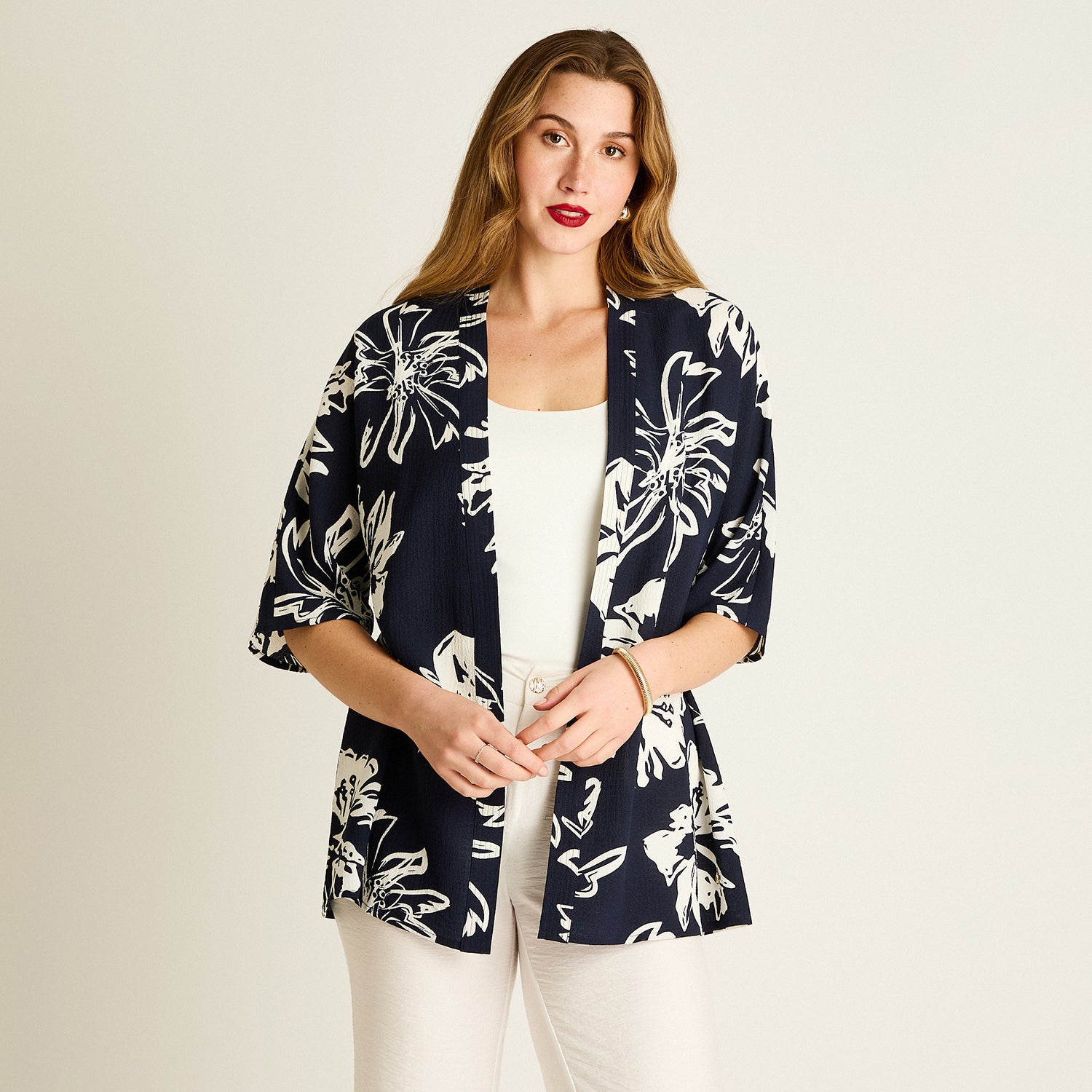 Tapado Azul Estampado Floral 3/4