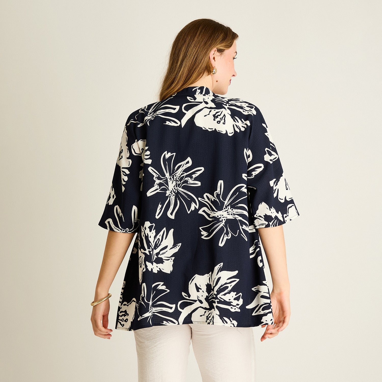 Tapado Azul Estampado Floral 3/4