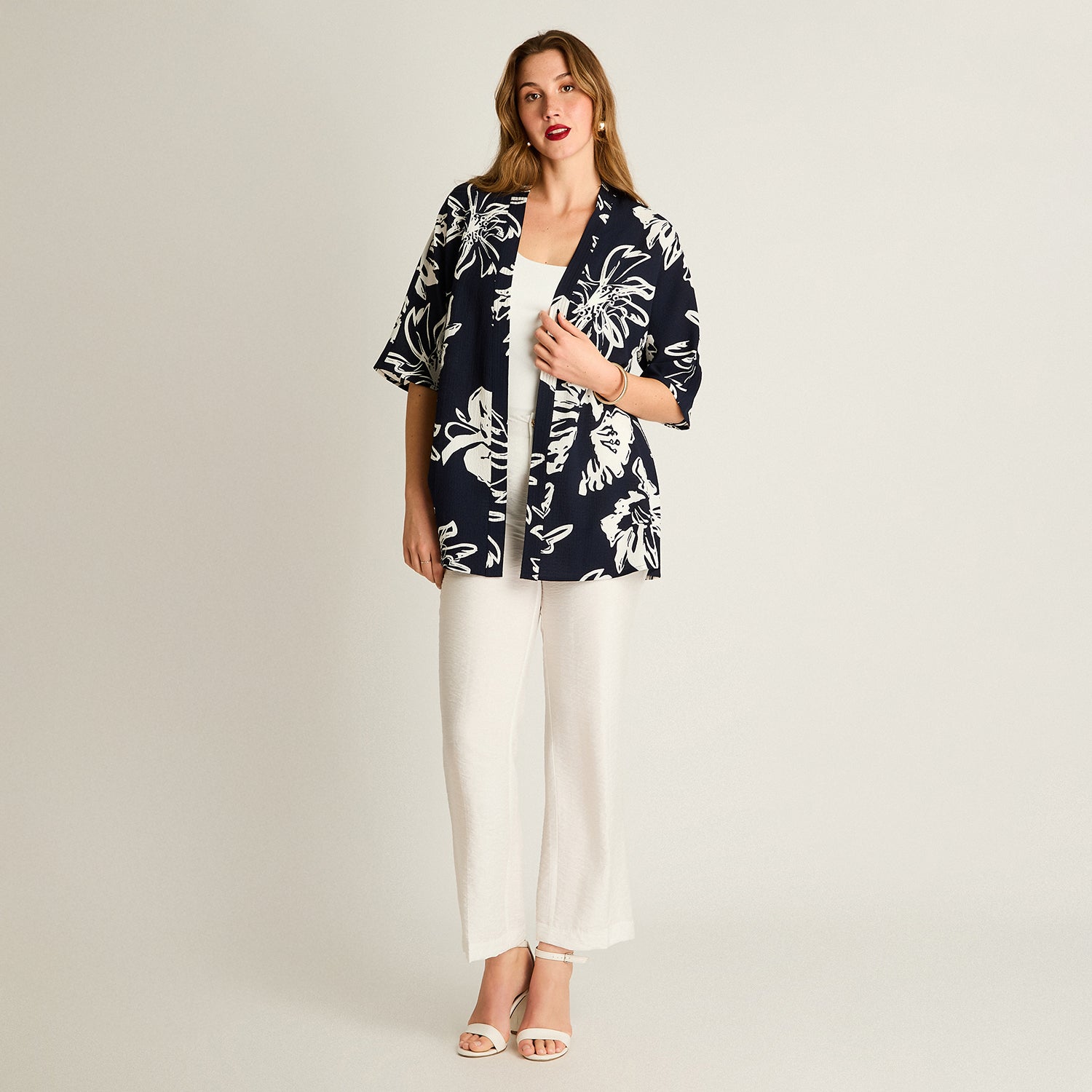 Tapado Azul Estampado Floral 3/4