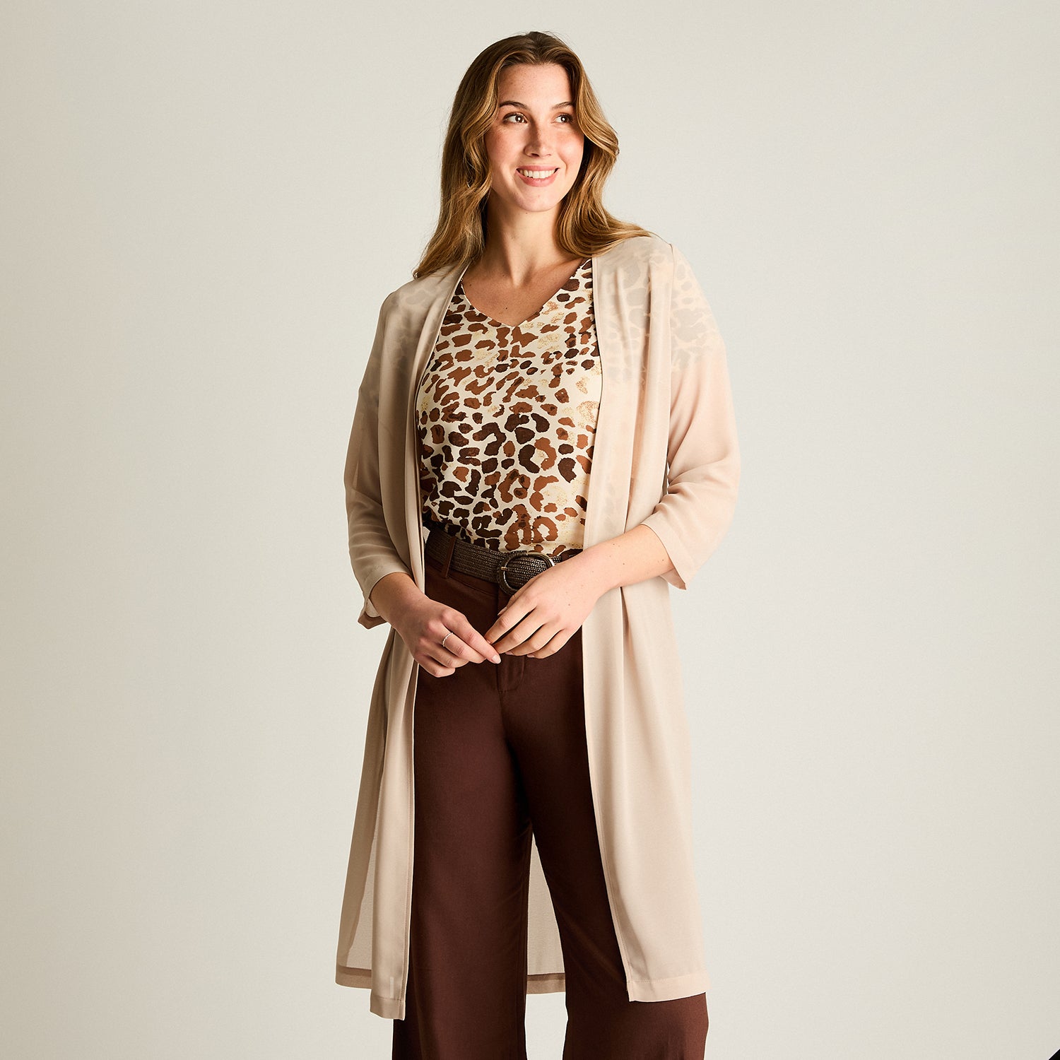 Tapado Beige Largo 3/4