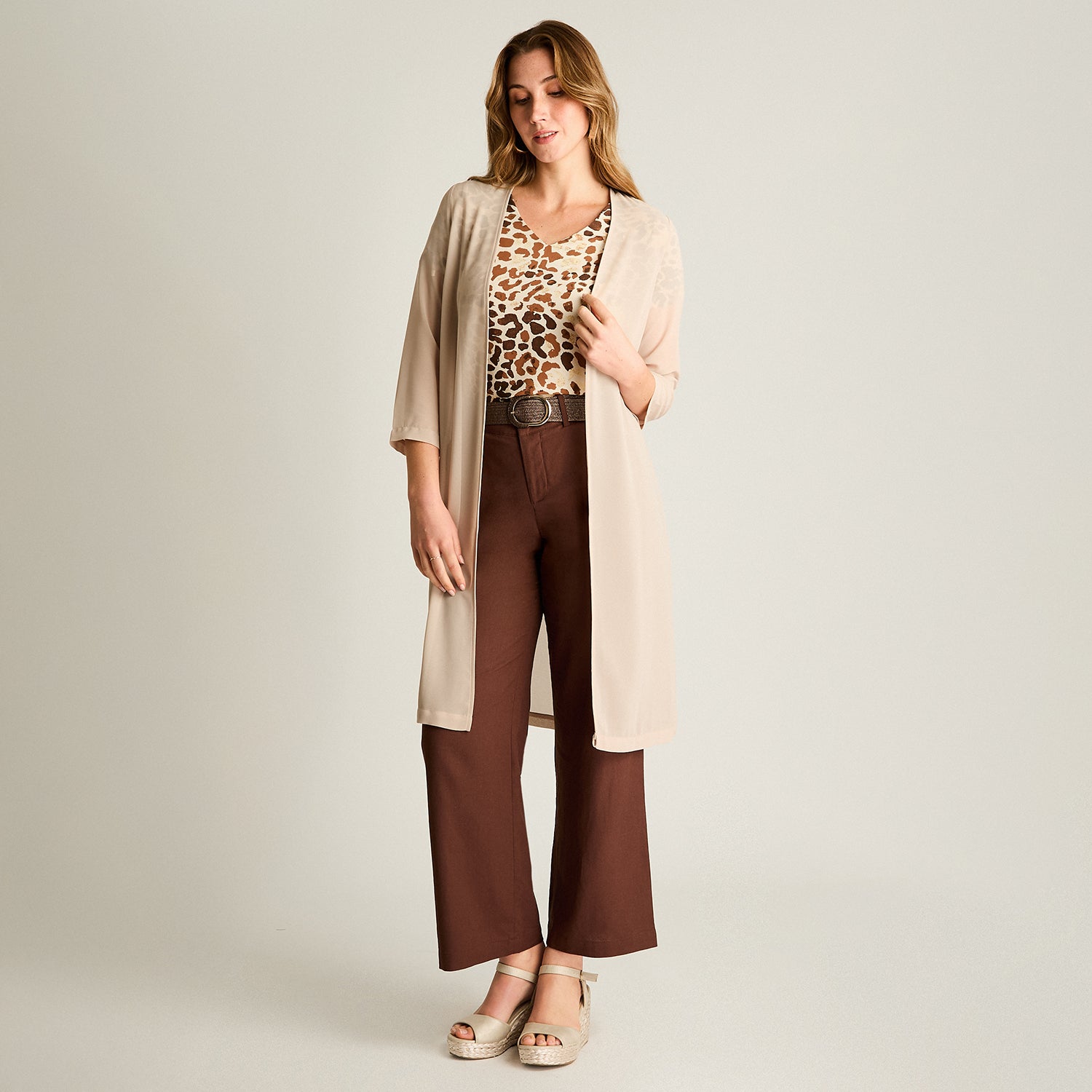 Tapado Beige Largo 3/4