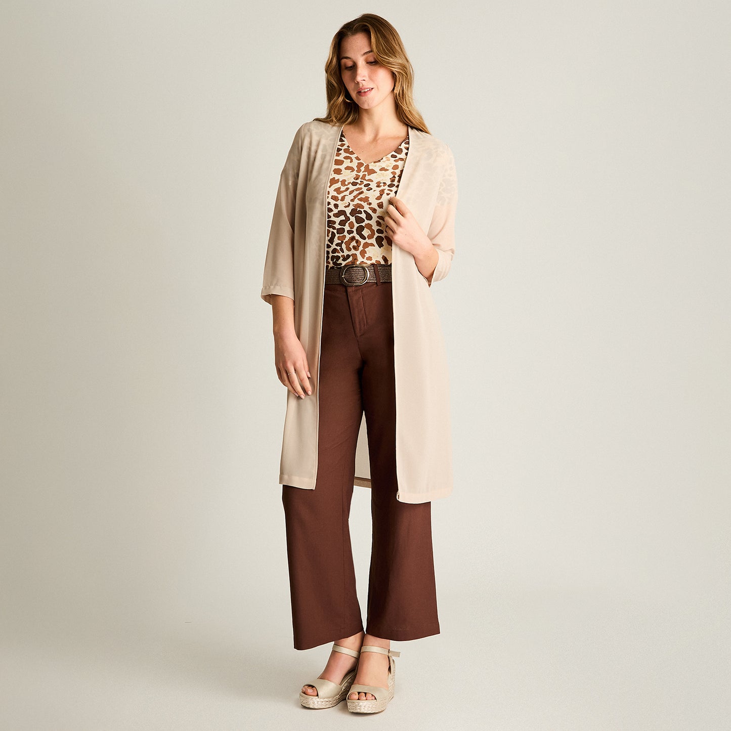 Tapado Beige Largo 3/4