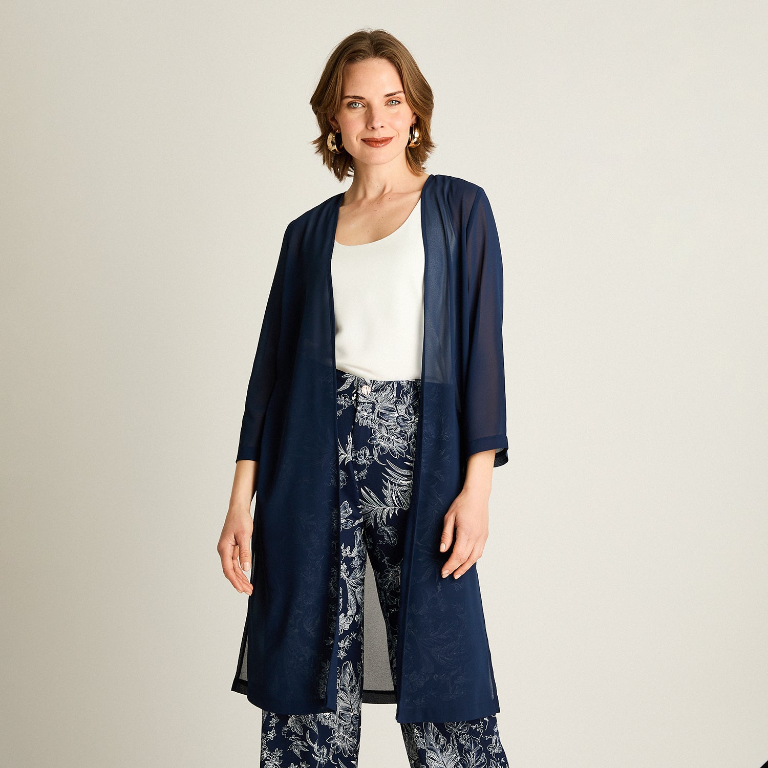 Tapado Azul Largo Holgado 3/4