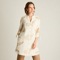 Tapado Beige Manga 3/4 con Estampado Fino