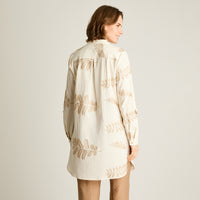 Tapado Beige Manga 3/4 con Estampado Fino