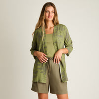 Tapado Verde Manga 3/4 No Elasticado Sin Forro Calce Holgado