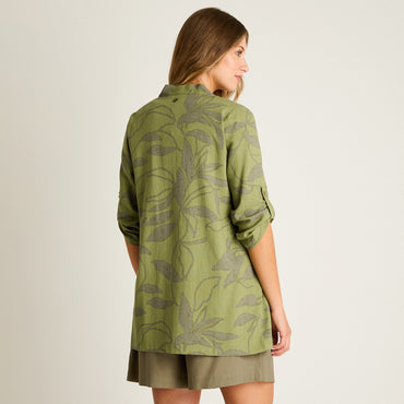 Tapado Verde Manga 3/4 No Elasticado Sin Forro Calce Holgado