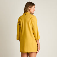 Tapado Mostaza Manga 3/4 No Elasticado Sin Forro Calce Holgado