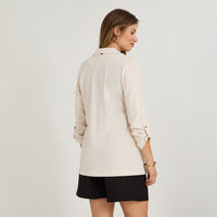 Tapado de Lino Manga Roll Up Beige