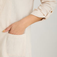 Tapado de Lino Manga Roll Up Beige