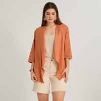 Tapado Asimétrico Look Lino Terracota
