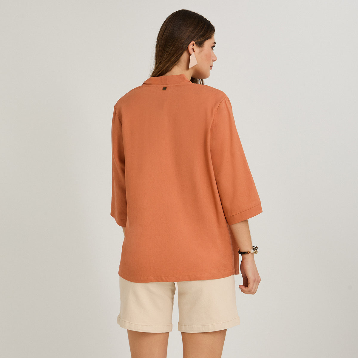 Tapado Asimétrico Look Lino Terracota