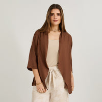 Tapado Asimétrico Look Lino Café