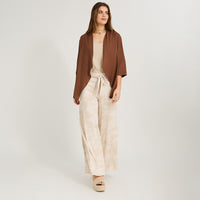 Tapado Asimétrico Look Lino Café