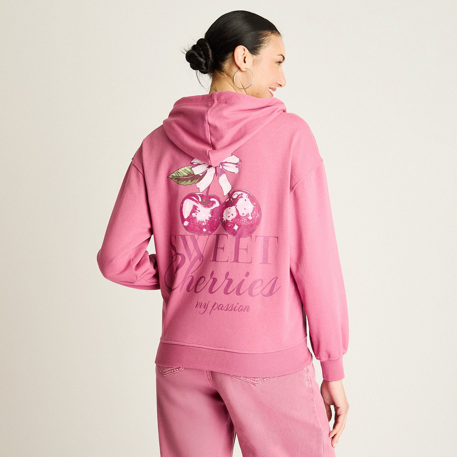 Polerón Algodón Lila Cierre Frontal y Estampado 'Sweet Berries'