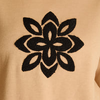 Poleron Algodon Camel Manga Larga Elasticidad Baja Sin Forro Calce Normal Tela Punto