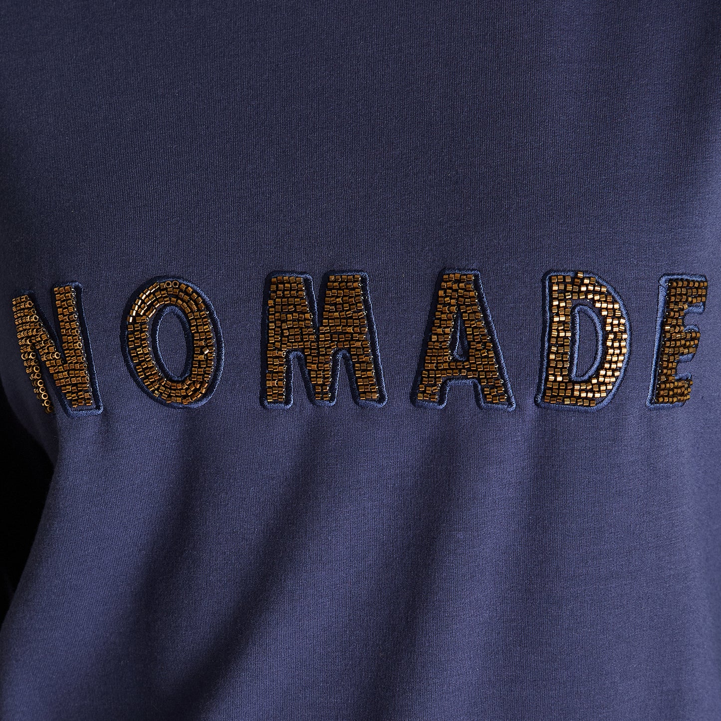 Poleron Algodon Azul Manga Larga Elasticidad Baja Sin Forro Calce Normal Tela Punto