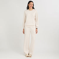 Polerón Algodón Escote Redondo Bordado Beige