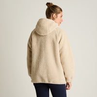 Poleron Sherpa Beige Manga Larga Elasticidad Media Sin Forro Calce Normal Tela Plano