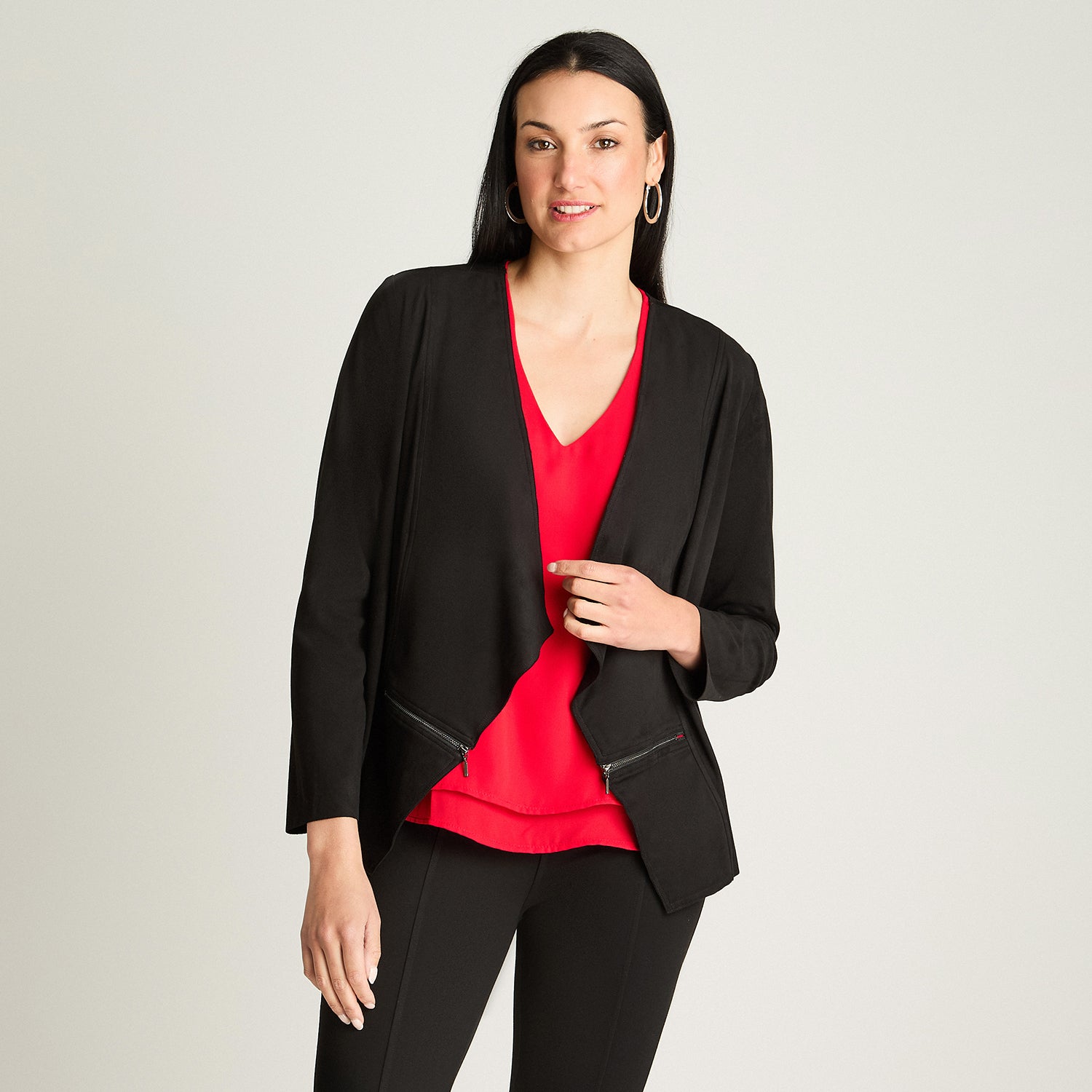 Chaqueta Tipo Tapado De Suede Asimetrico Negro Lorenzo Di Pontti