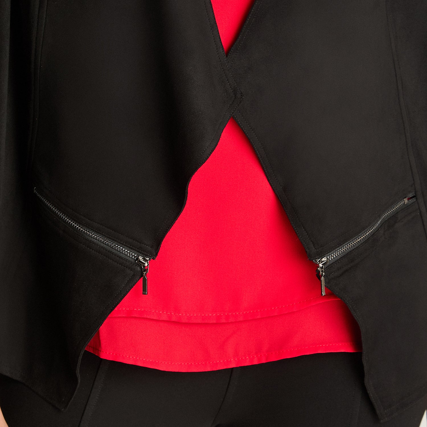 Chaqueta Tipo Tapado De Suede Asimetrico Negro Lorenzo Di Pontti