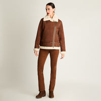 Chaqueta Biker Bonded Cinturón Café