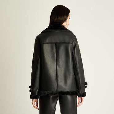 Chaqueta Bonded Con Hebilla En Mangas Negro