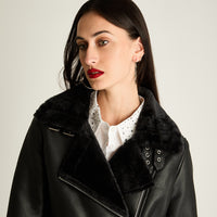 Chaqueta Bonded Con Hebilla En Mangas Negro