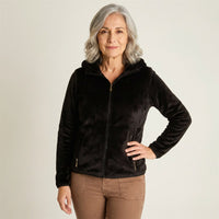 PolerÃ³n Negro Coral Fleece con Cuello Alto y Cierre Full Zipper en modelo adulta