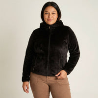 PolerÃ³n Negro Coral Fleece con Cuello Alto y Cierre Full Zipper en modelo plus size