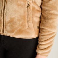 Poleron Coral Fleece Camel Manga Larga Elasticidad Media Sin Forro Calce Normal Tela Punto