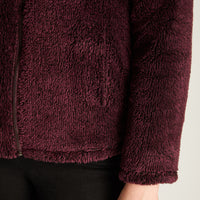 Poleron Coral Fleece Morado Manga Larga Elasticidad Baja Sin Forro Calce Normal Tela Punto