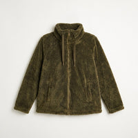 Polerón Coral Fleece Mujer Full Zipper Efecto Piel Verde en plano