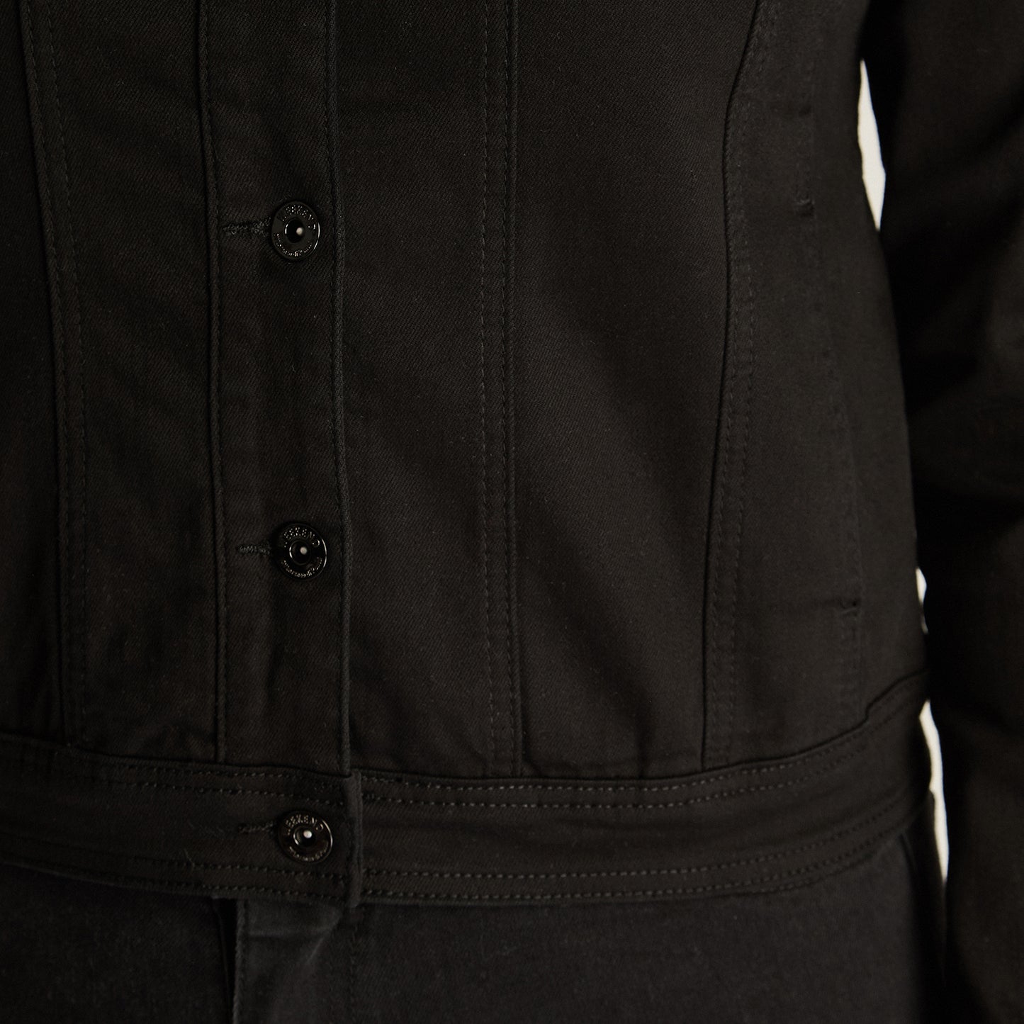 Casaca Mezclilla Negro Manga Larga Elasticidad Chaqueta Tt Holgado Calce Nula Tela Denim